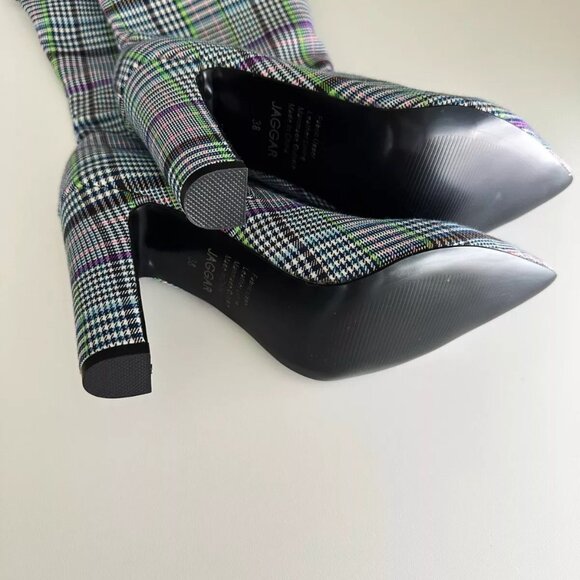 NEW Women's JAGGER Houndstooth Check Knee High Boots in Multi Size 38 - Picture 8 of 8